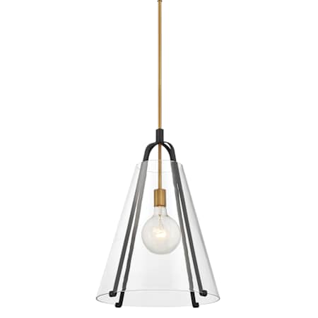 Minka Lavery Paxos 16" Wide Pendant with Clear Glass Shade Legacy Brass / Sand Coal
