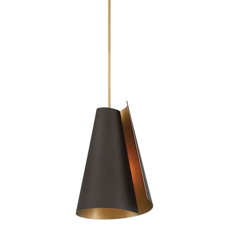 Minka Lavery Hillcrest 14" Wide Pendant with a Steel Shade Dark Bronze / Legacy Brass