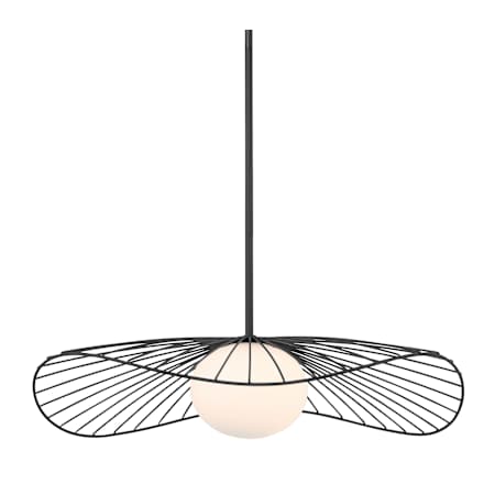 Minka Lavery Langley 24" Wide Pendant with Etched Opal Glass Shade Dark Matte Black