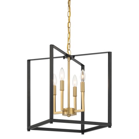 Minka Lavery Colwick 4 Light 14" Wide Taper Candle Pendant Coal Black / Signature Brass