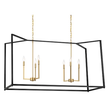 Minka Lavery Colwick 6 Light 48" Wide Taper Candle Style Linear Chandelier Coal Black / Signature Brass