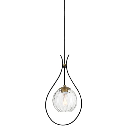 Minka Lavery Cody 9" Wide Mini Pendant with Clear Water Glass Coal / Soft Brass