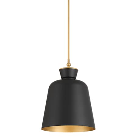 Minka Lavery Holloway 15" Wide Pendant Dark Matte Black / Legacy Brass