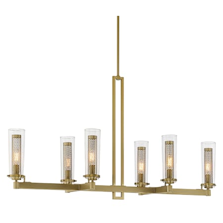 Minka Lavery Emmerham 6 Light 44" Wide Linear Chandelier with Clear Glass Shades Soft Brass