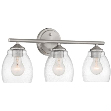 Minka Lavery Winsley 3 Light 22" Wide Vantage Bathroom Vanity Light with Seedy Glass Shades Brushed Nickel