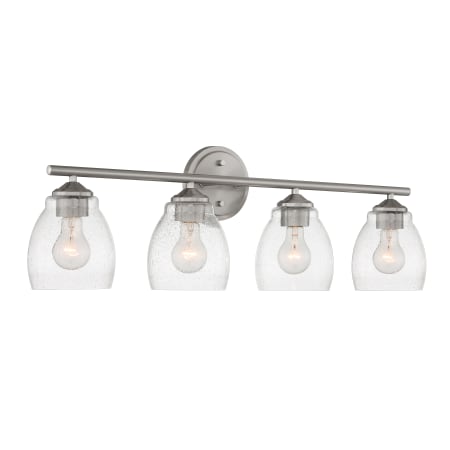 Minka Lavery Winsley 4 Light 30" Wide Vantage Bathroom Vanity Light with Seedy Glass Shades Brushed Nickel