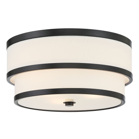 Minka Lavery Cascade 3 Light 15" Wide Flush Mount Drum Ceiling Fixture with White Linen Coal