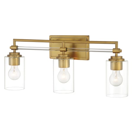 Minka Lavery Binsly 3 Light 24" Wide Vanity Light with Clear Glass Shades Aged Brass