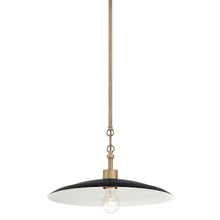 Minka Lavery York 16" Wide Pendant Dark Matte Black / Natural Brass