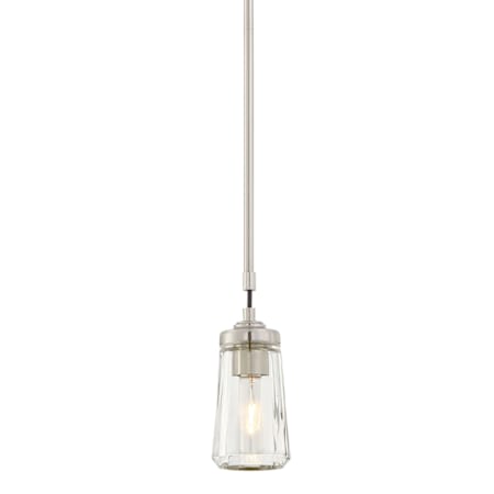 Minka Lavery Poleis 1 Light 4" Wide Mini Pendant with Clear Glass Brushed Nickel