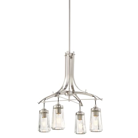 Minka Lavery Poleis 4 Light 21" Wide Chandelier with Clear Glass Shades Brushed Nickel