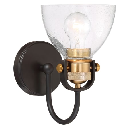 Minka Lavery Monico 11" Tall Bathroom Sconce Painted Bronze with Natural Brushed Brass