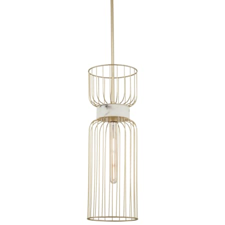 Minka Lavery Park Slope 8" Wide Mini Pendant with Faux Alabaster Ring Nouveau Gold