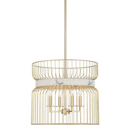 Minka Lavery Park Slope 4 Light 20" Wide Multi Light Pendant with Faux Alabaster Ring Nouveau Gold