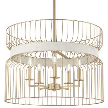 Minka Lavery Park Slope 5 Light 25" Wide Multi Light Pendant with Faux Alabaster Ring Nouveau Gold