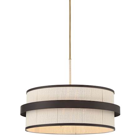 Minka Lavery Harbor Wrap 6 Light 28" Wide Multi Light Pendant with Cotton Shades Dark Bronze / Painted Legacy Brass