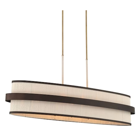 Minka Lavery Harbor Wrap 8 Light 48" Wide Linear Chandelier with Cotton Shades Dark Bronze / Painted Legacy Brass