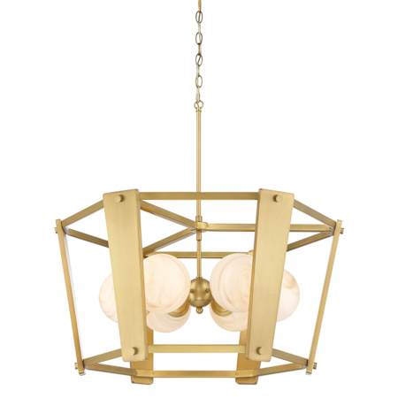 Minka Lavery Shimmer 6 Light 31" Wide Multi Light Pendant with Etched Opal Glass Shades Legacy Brass