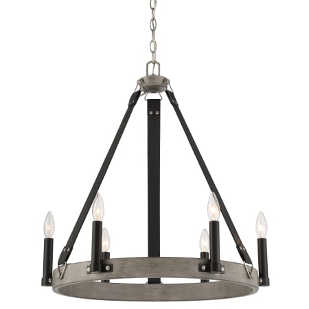 Minka Lavery Rawson Ridge 6 Light 24.25" Wide Chandelier with Leather Straps Aged Silverwood / Coal