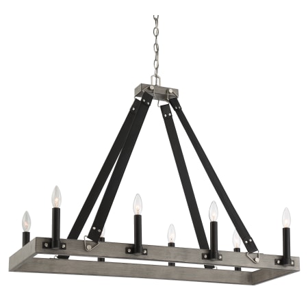 Minka Lavery Rawson Ridge 8 Light 37" Wide Linear Chandelier with Leather Straps Aged Silverwood / Coal