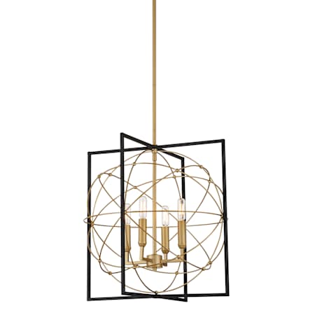Minka Lavery Titans Trace 4 Light 19" Wide Pendant Sand Coal / Painted Honey Gold