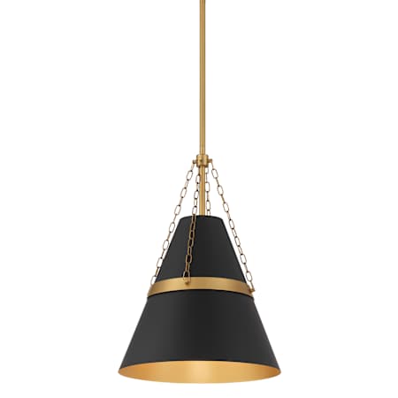 Minka Lavery Springfield 12" Wide Pendant with Steel Shade Dark Matte Black / Legacy Brass
