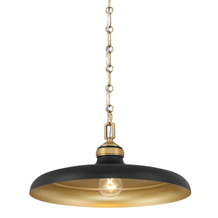 Minka Lavery Crowne 16" Wide Pendant Dark Matte Black / Legacy Brass