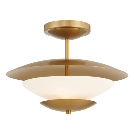 Minka Lavery Solara 3 Light 19" Wide Semi-Flush Ceiling Fixture with Faux Alabaster Glass Legacy Brass