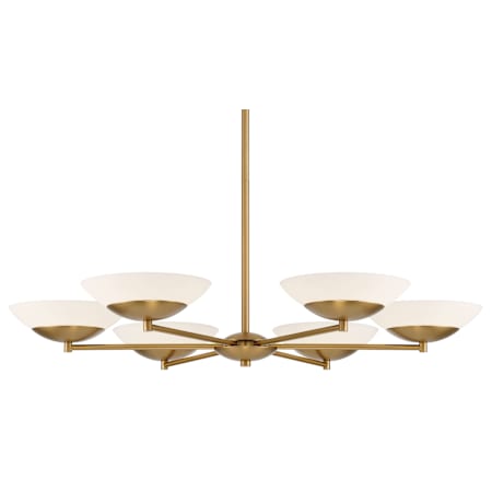 Minka Lavery Solara 6 Light 36" Wide LED Chandelier with Faux Alabaster Shades Legacy Brass