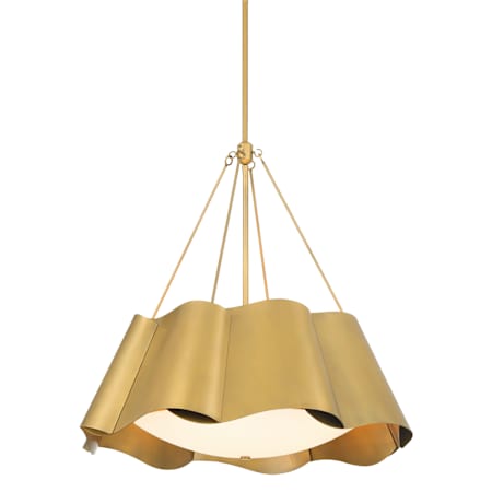 Minka Lavery Waveform 4 Light 26" Wide Multi Light Pendant with Etched Seedy Glass Shade Legacy Brass