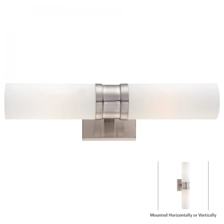 Minka Lavery 2 Light Double Sconce Wall Sconce from the Compositions Collection Brushed Nickel