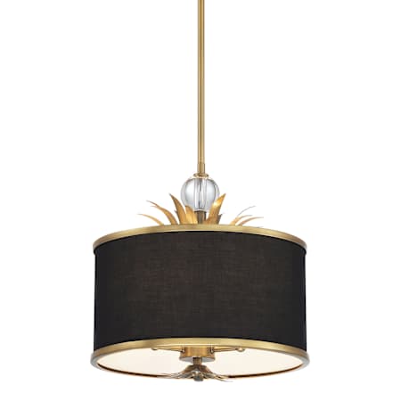 Minka Lavery Caprio 3 Light 15" Wide Pendant with Fabric Shade Natural Brushed Brass