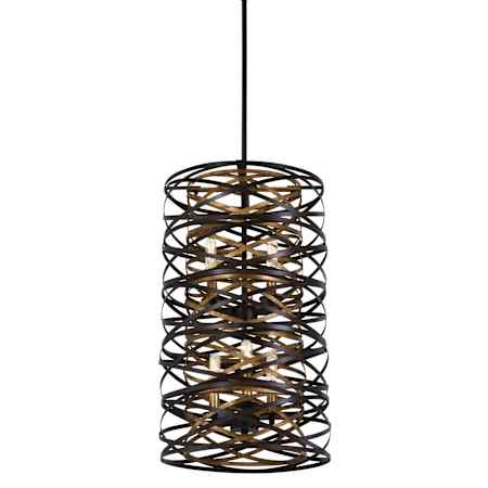 Minka Lavery Vortic Flow 6 Light 14" Wide Taper Candle Pendant with Metal Shade Dark Bronze with Mosaic Gold