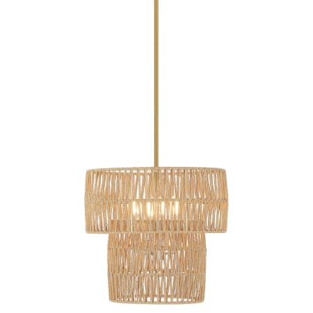 Minka Lavery Bungalow Heaven 4 Light 16" Wide Multi Light Pendant with Papyrus Rope Shades Soft Brass