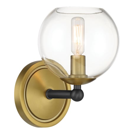 Minka Lavery Kearney Park 9" Tall Vantage Bathroom Sconce with Clear Glass Coal / Soft Brass