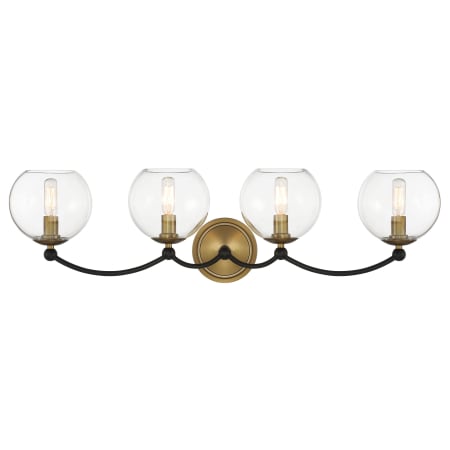 Minka Lavery Kearney Park 4 Light 32" Wide Vantage Vanity Light with Clear Glass Coal / Soft Brass