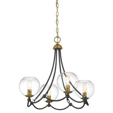 Minka Lavery Kearney Park 4 Light 23" Wide Vantage Chandelier with Clear Glass Coal / Soft Brass