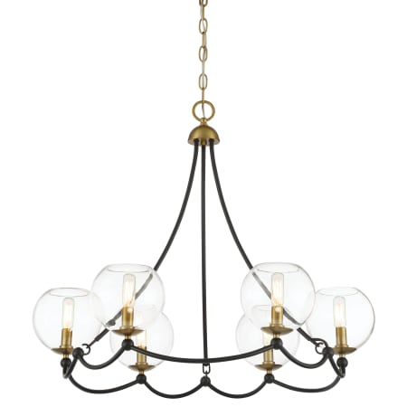 Minka Lavery Kearney Park 8 Light 35" Wide Vantage Chandelier with Clear Glass Coal / Soft Brass