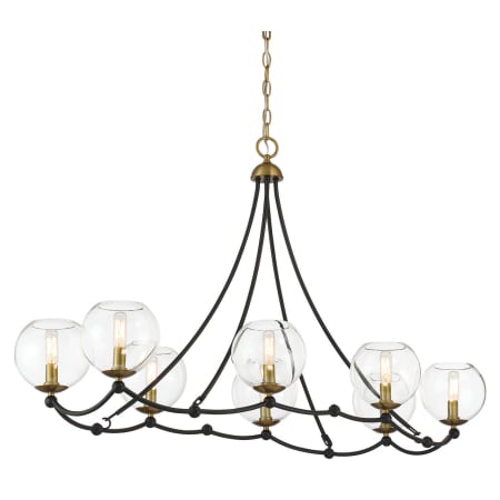 Minka Lavery Kearney Park 8 Light 44" Wide Vantage Chandelier with Clear Glass Coal / Soft Brass