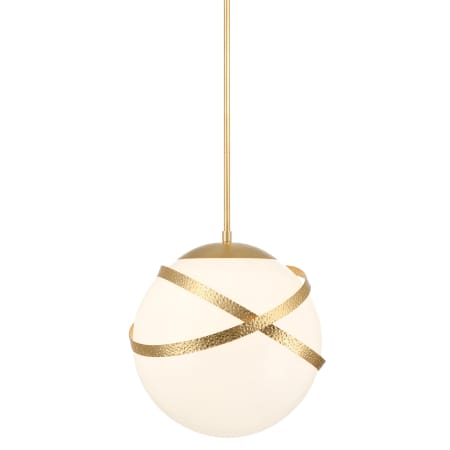 Minka Lavery Batignolles 14" Wide Pendant with White Glass Shade Spring Gold Leaf