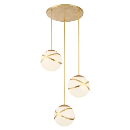 Minka Lavery Batignolles 3 Light 25" Wide Multi Light Pendant with White Glass Shade Gold