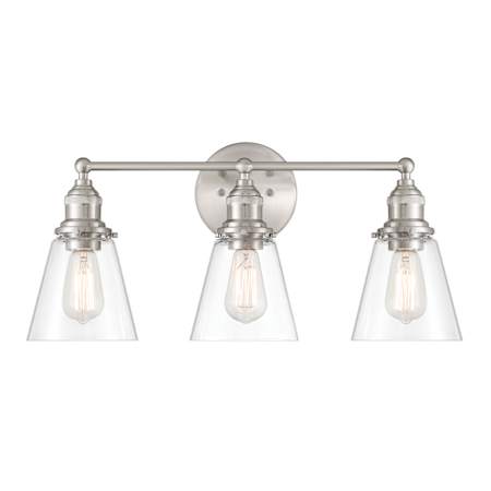 Minka Lavery Barwell 3 Light 24" Wide Vanity Light with Clear Glass Shades Brushed Nickel