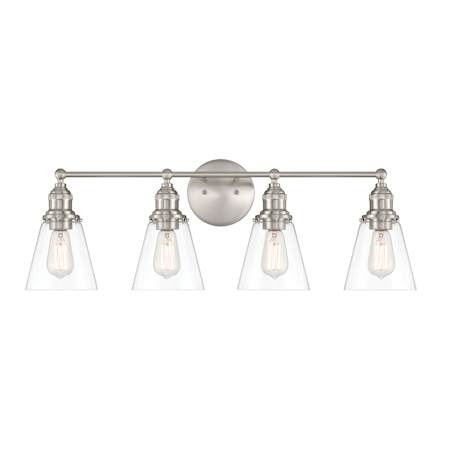 Minka Lavery Barwell 4 Light 33" Wide Vanity Light with Clear Glass Shades Brushed Nickel