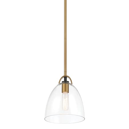 Minka Lavery Sommersby 7" Wide Mini Pendant with Clear Glass Shade Legacy Brass / Matte Black