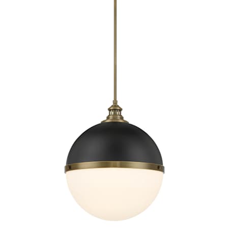 Minka Lavery Vorey 17" Wide Pendant with Etched Opal Glass Coal / Oxidized Aged Brass