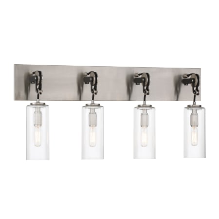 Minka Lavery Pullman Junction 4 Light 29" Wide Bathroom Vanity Light with Clear Glass Shades Brushed Nickel