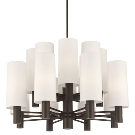 Minka Lavery Draxen 16 Light 34" Wide Chandelier with Linen Shades Dark Bronze