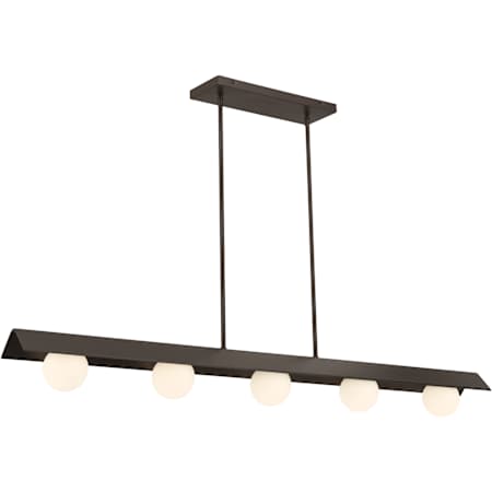 Minka Lavery Vestra 54" Wide LED Linear Chandelier with Etched, Opal Glass Shades Dark Bronze