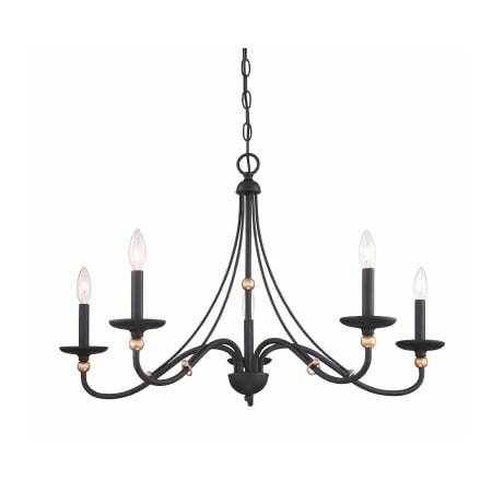 Minka Lavery Westchester County 5 Light 34" Wide Taper Candle Chandelier Sand Coal with Skyline Gold Leaf