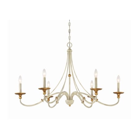 Minka Lavery Westchester County 6 Light 40" Wide Taper Candle Chandelier Farm House White with Gilded Gold